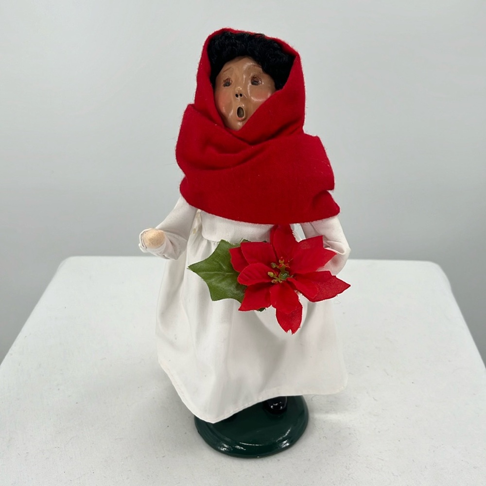 VTG Byers Choice Poinsettia Girl Caroler 1997 9”